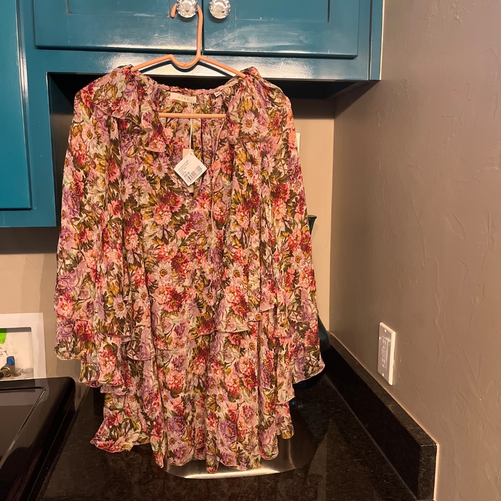 Doen P Sor Idette Georgette tiered Floral mini  Dress xs NWT - Picture 2 of 7